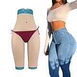 Half-Length Silicone Pants Realistic Shemale Fake Vagina Underwear Hips Lifter Shapewear Shorts for Crossdresser,Natrual,upgrades
