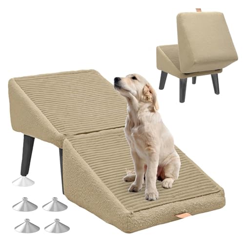 犬 スロープ 室内, 折り畳み 段差がない 滑り止 階段 犬, 怪我防止 省スペース 携帯便利 ペット 階段 ステップ 子犬 老犬 ペット介護用,beige