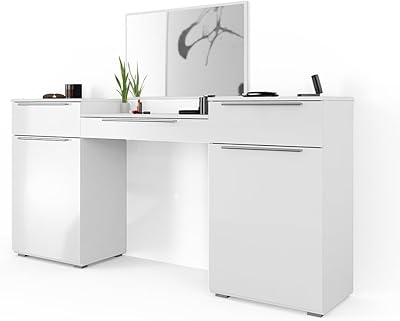 Vicco Coiffeuse Lilli, Blanc, 135cm Avec éclairage LED | Leroy Merlin