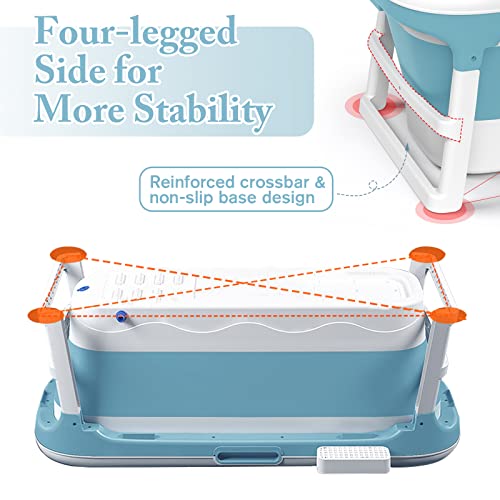 Gkokg 57'' Extra Large Adult Foldable Bath Tub With Seat Cusion, Portable Bath Tub With Lid, Barrel Sweat Steaming Bathtub & Freestanding Bathtubs, Home Sauna For Adult Foldable Shower Basin Bath Tub #TOP6