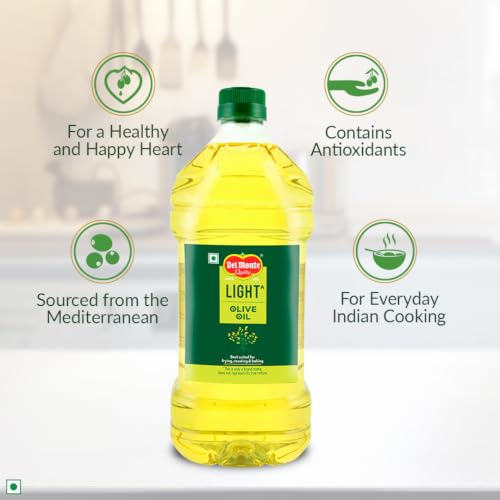 Image of Del Monte Light Olive Oil PET, 2L | Ideal for Everyday Indian Cooking - Deep Frying, Curries, Roasting & Sauteing, High MUFA & Rich in Antioxidants