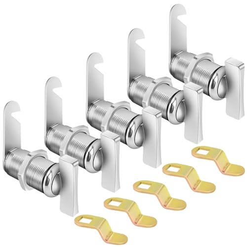 Sartatue Thumb Operated Offset Cam Lock, 1-3-8” RV Storage Locks 5PCS Cabinet Locks 5PCS Keyless Non-Locking Locks Replacements Fits on RV Compartment Camper, Vehicles, Files Drawers (1-3-8 Inch 5Pcs)