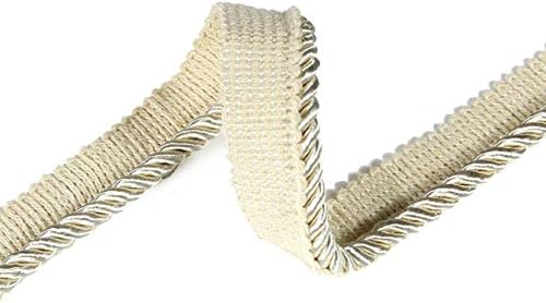 6mm Silky Barley Twist Cord Rope Braid 3 Ply & Matching 16mm Flanged Insertion Piping Furnishing Upholstery Crafts Trimming,36 Colors. High Strength, Neotrims. 1 Yard, Antique Cream (Cord)