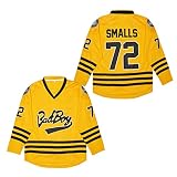 Men's Smalls #72 Bad Boy Yellow 90S Hip Hop Long Sleeve Hockey Jersey (Adult, M, Yellow)