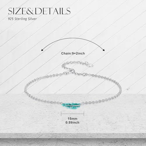 Image of 925 Sterling Silver Anklet Foot Bracelet with Crystal from Austria, Anklet Jewelry Gifts for Women 11 Inch Adjustable