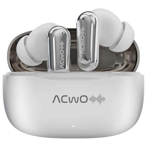 Image of DwOTS 717 PRO | ANC up to 32dB, 40HRS Playback, Fast Charging, Dual Pairing, Quad-mic ENC, Instant auto Connect, IPX5, Bluetooth v5.4, True Wireless Earbuds with mic (Arctic White)