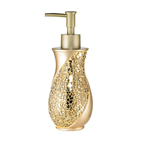 Zahari Home Sinatra Soap Dispenser/Lotion Pump Unique Design Bling Glass Mosaic Décor, Gold by Zahari Home - Used condition - US$13.87
