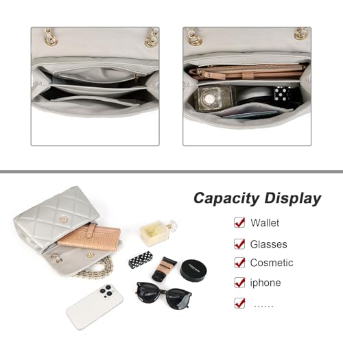 Image of Gladdon Quilted Crossbody Purses for Women Small Ladies Shoulder Bags with Chain Trendy Clutch Purse Cute Designer Bag
