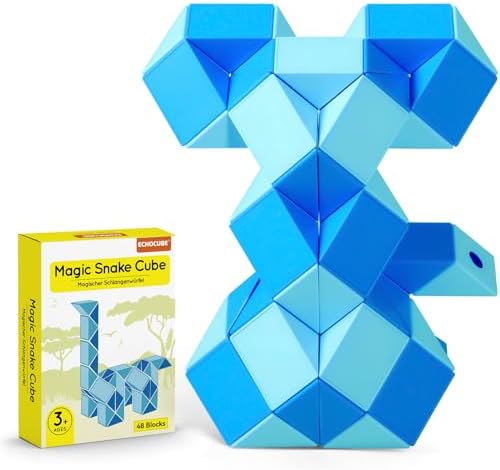 Cubo Mágico Serpiente, 48 Piezas Serpiente Rompecabezas Twist Regalos para Fiestas, Juguetes Creativos Educativos Serpiente Fidget para Niños/Adultos (Azul)