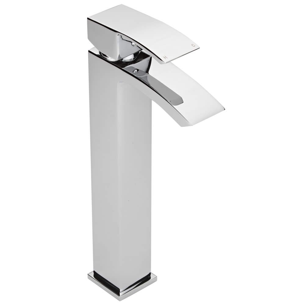 MilanoWick Modern High Rise Mono Bathroom Basin Mixer Tap Lever Handle - Chrome
