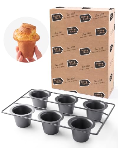 Bake Choice Nonstick 6-Cup Popover Pan, Heavy-Duty Carbon Steel