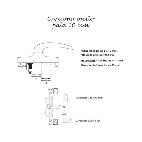 Miniatura 2 de Genérico Cremona Manilla Oscilo Fhz Pala 10 Mm Blanco