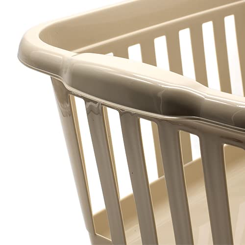 CABLEPELADO Cesta Ropa Rectangular plástico, cesto lavandería, Canasta Colada, Cesta para la Colada de plástico, 57 cm largo x 38 cm ancho x 25 cm alto, Plástico, Con asas, Beige