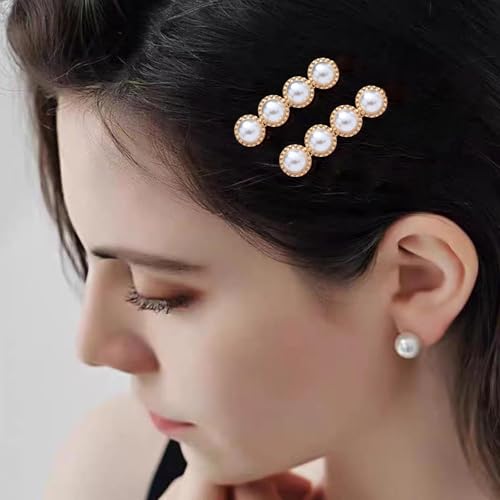 Pinzas de pelo perla vintage doradas, pack 2 miniatura 1