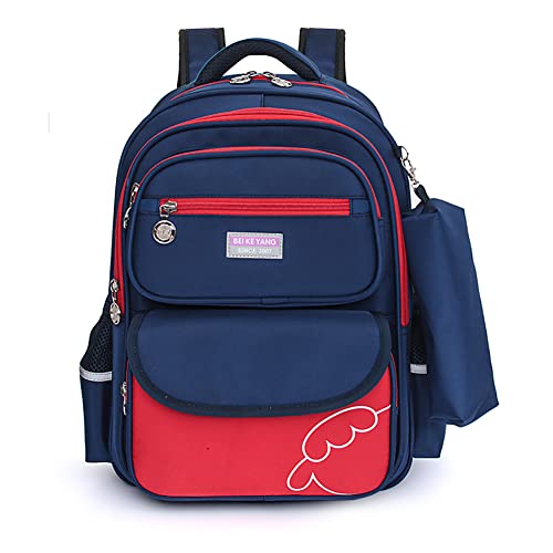 Lazeny Mochila Niños, Bolso Escolar con Estuche para Lápices, Ligero Mochila con Tiras Reflectantes, Chico Chica Mochila Bolso de Viaje para Primaria Secundaria Grado 1 a 5 Estudiantes (Rojo) Cover