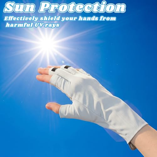 Jiuguva 2 Pairs UPF50+ Fishing Gloves Fingerless UV Protection Gloves Palm Design Extended Cuff for Men Women Outdoor Fishing Hiking and Cycling by Jiuguva - Used condition - Image 4