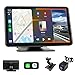 Haudio Car Audio portatile per Apple Carplay wireless e Android Auto, 7 pollici schermo touch portatile wireless con telecamera di backup con Bluetooth WiFi,Controllo vocale,FM,AUX,Mirror Link immagine