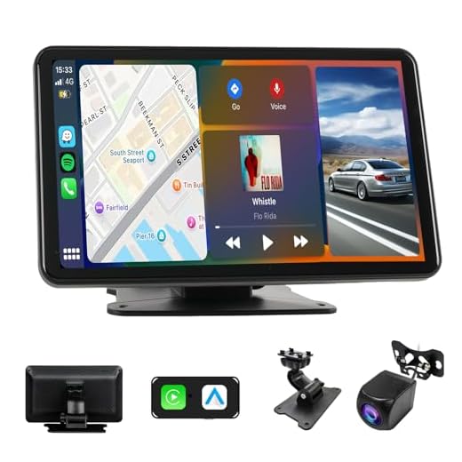 Haudio 7 Zoll Carplay Display,für Wireless Carplay und Android Auto,HD Touchscreen Tragbarer CarPlay Bildschirm mit 1080P Rückfahrkamera|IPS Touchscreen|Bluetooth|Mirror Link|FM|AUX