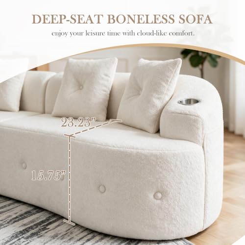 Odette Beige Sofa with 4 Pillows product image