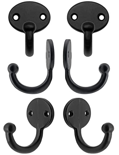 Fuxxer 6er Set Klassische Garderoben-Haken, Handtuch-Haken, Vintage Schwarz, Oval