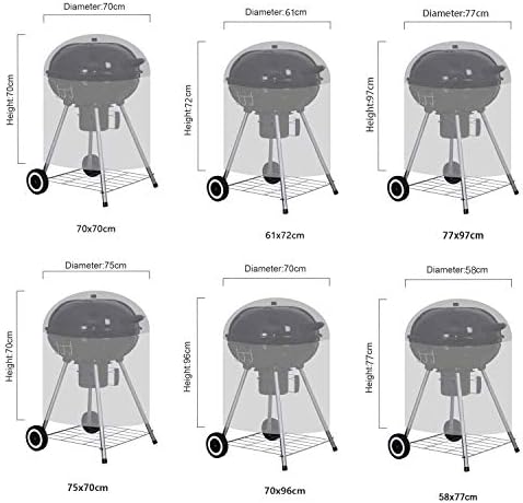 Flymer Kettle BBQ Cover, Waterproof Round Barbecue Cover, Rip-proof 420D Oxford Fabric Anti-UV Grill Barbecue Cover with Windproof Side-strap Black (Φ58x77cm)