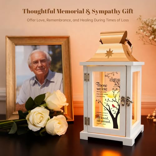 Memorial Lantern Bereavement Gifts in Memory of Loved One - Remembrance Sympathy Gifts for Loss of Mother or Father with LED Candle