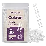Leere Kapseln zum Befüllen Größe 00 – 200 Stück Leere Gelatinekapseln, Schnelle Auflösung, Kleine Packung, Halal· Nicht GMO · Glutenfrei, Kompatibel mit Kapselfüller, Ideal für selbst hergestellte