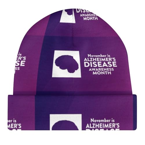 Alzheimer’s Disease Awareness Month Kids Beanie Hat for for Girls Boys Children Cap Winter Knitted Chemo Cancer Headwear Accessories Gifts Decoration Black4