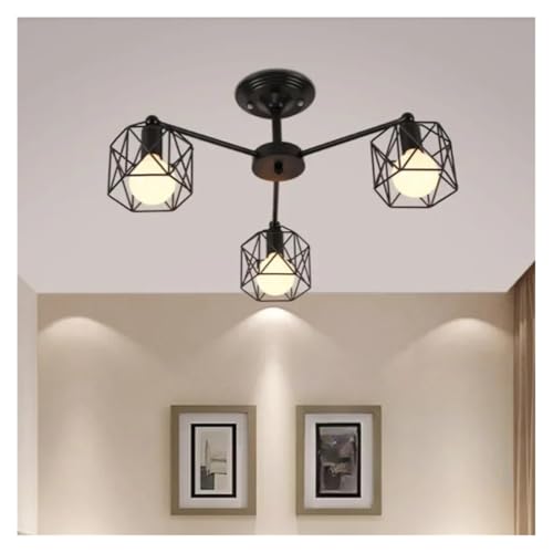 Lustre 3 têtes style nordique en fer forgé pour salon et chambre