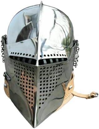Medieval Knight Templar Barbuta Helmet, Black Antique Crusader Armor, 18 Gauge Steel