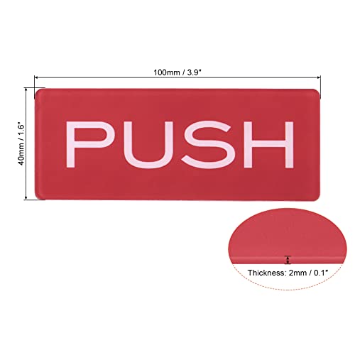 Patikil Push Pull Door Sign, 4 Pack Self-Adhesive Rectangle Acrylic Gate Sticker Wall Marker For Office Store Shop, Red #TOP1