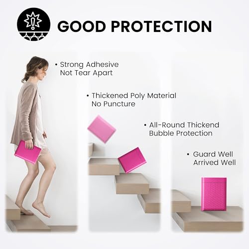 Image of Fuxury Bubble Mailers 6x10 inch 600 Pack Pink Thick Padded Envelopes Usable Size 6x9 inch Mailing Envelopes Bubble Padded, Shipping Bags for Mailing,Packaging, Small Business, Boutique, Bulk #0