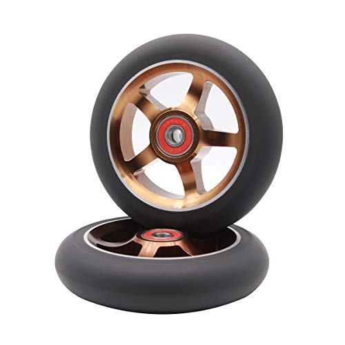 2Pcs 110Mm Pro Scooter Wheels With Abec 9 Bearings Fit For Mgp/Razor/Lucky Envy/Vokul Pro Scooters Replacement Wheels (Brown) #TOP8