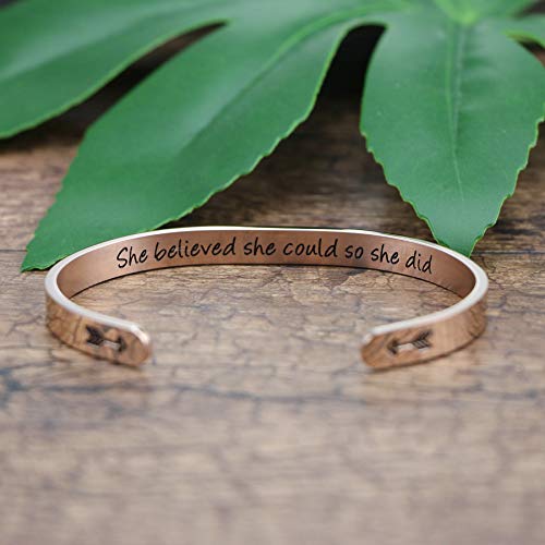 Joycuff She Believed She Could Rose Gold Bracelet Personalized Inspirational Gift For Teen Girl #TOP1