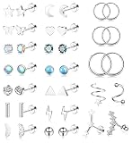 Leocuci Surgical Stainless Steel Stud Earrings for Women Men Cartilage Earring Small Flat Back Earri