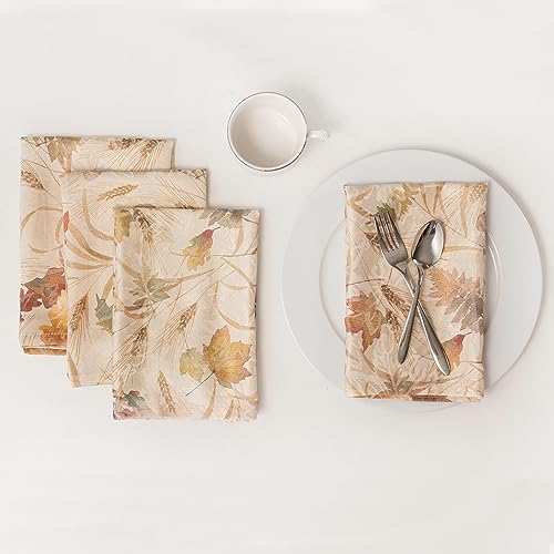 Benson Mills Autumn Jacquard Printed Fabric Cloth Napkins for Fall,