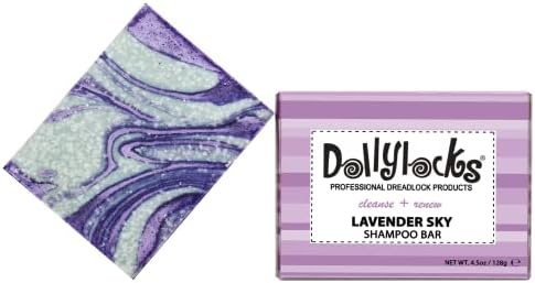 Dollylocks Organic Shampoo Bar for Dreadlocks, Vegan Shampoo with Coconut Oil, Essential Oils, Sea Salt, Plant-Based Shampoo Bars for Hair, Residue Free and Cruelty Free - (4.5oz) Lavender Sky