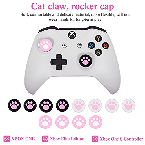 14 Pcs Controller Skins Anti-Slip Accessories Set Silicone Cover Protector Case Compatible With Xbox One/ S/ X Controller Wireless/ Wired Gamepad Joystick With 12 Cat Paw Thumb Grips (Pink)… #TOP1