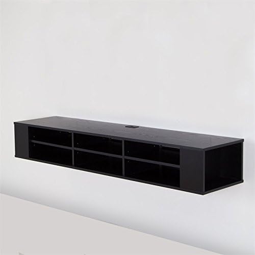 City Life Wall Mounted Media Console - 66” Wide - Extra Storage - Black Oak - By South Shore