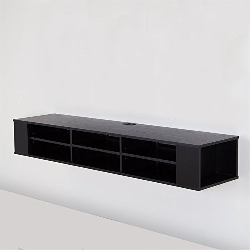 City Life Wall Mounted Media Console - 66” Wide - Extra Storage - Black Oak - By South Shore #TOP7