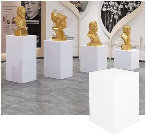 Square Pedestal Stands, Cube Pillars Event Decoration, Props Stand Base For Wedding Sculpture Dessert Table Showing, Strong Load-Bearing(White,50x50x20cm)