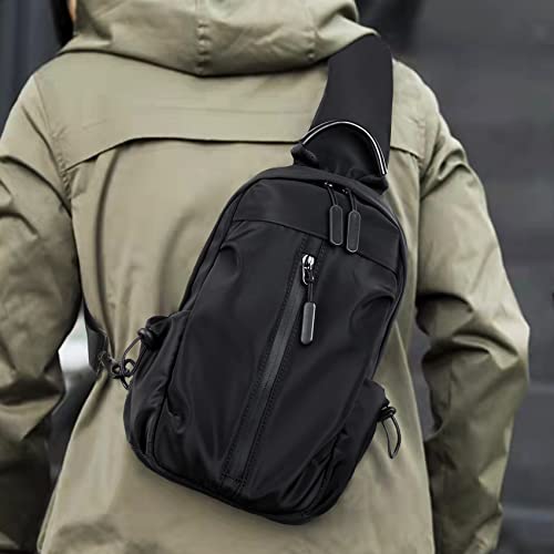 Sling Bag Crossbody Backpack Shoulder Bag For Men Women, Lightweight Adjustable Strap Backpack Sling Backpack For Hiking Walking Biking Travel Cycling Usb Charger Port (Medium-Black) #TOP5