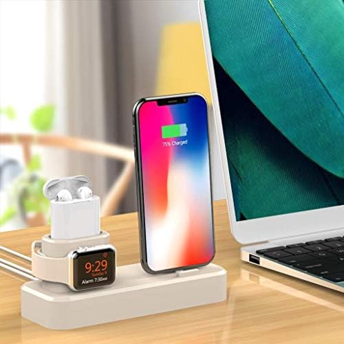 AODUKE 3 in 1 Silicone Charging Stand for iWatch/iPhone and AirPods,Charger Stand Dock Station for iWatch Series 4/3/2/1 /AirPods/iPhone Xs/XS Max/XR/X/8/8 Plus