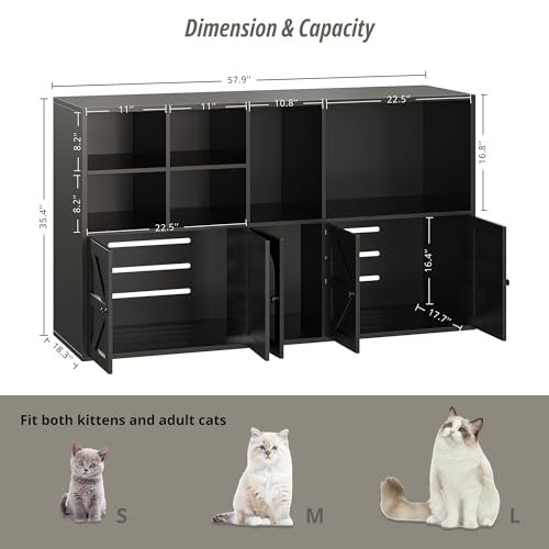 image for IRONCK Cat Litter Box Enclosure for 2 Cats, Litter Box Furniture Hidde