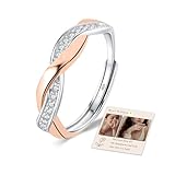 YOEE Ring Silber 925 Damen Verstellbar Gold Ring mit Zirkonia Verdrehtes Seil Ewigkeit Ringe 14K Vergoldet Verlobungsring Promise Eheringe Ring Stapelbar Daumenring Frauen Schmuckgeschenk Gold