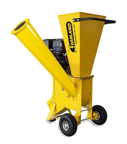 GARLAND CHIPPER 790QG-V23 - Biotrituradora gasolina 212 cc, 5,8 CV, doble tolva, cuchillas y martillos, ramas hasta 7,6 cm, trituradora de ramas gasolina, ruedas y asa de transporte