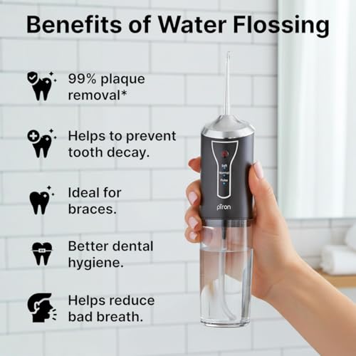 Image of pTron EaseMate Oral Irrigator D1, Portable, Cordless & Rechargeable, 3 Cleaning Modes, 300ml Water Tank, IPX6 Water-resistant, Flossing at Home & Travel, Oral Flosser, Dental Flosser for teeth (Black)