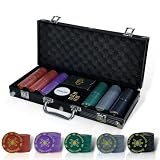 CCLIFE Pokerkoffer Pokerset Profi 300 500 PCS Pokerspiel inkl. Pokerdecks Dealer Button Poker Set Pokerchips Tischauflage Spielmatte