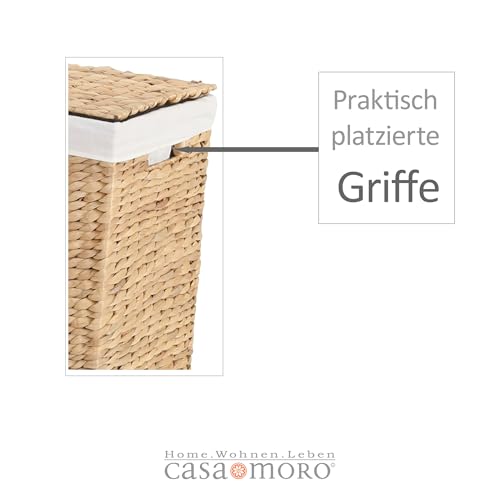 Natural Laundry Basket 70 L Woven Basket Water Hyacinth Storage Basket Laundry Hamper Handmade Seagrass with Cotton Inner Bag Boho Chic Skandi LANA IN610 M - Image 4