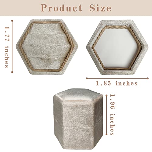 Yuearn Ring Box 3 Slots, Small Velvet Ring Box Hexagon Jewelry, Gold Geometric Earring Box Storage, Handmade Ring Case Display, Holder Jewelry Box Gifts For Wedding, Ceremony, Anniversary, Engagement #TOP4